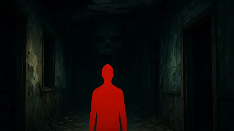 Обложка психологического хоррора, отражающая тему страхов и тревог