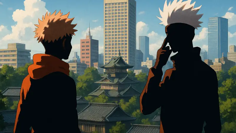 Персонажи из Jujutsu Kaisen, возможно, Юдзи Итадори и Сатору Годзё