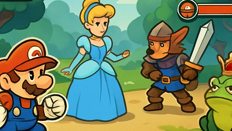 Геймплей Escape From Ever After, пошаговой RPG в стиле Paper Mario с персонажами.