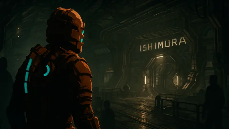 Айзек Кларк из ремейка Dead Space в скафандре на станции Ишимура
