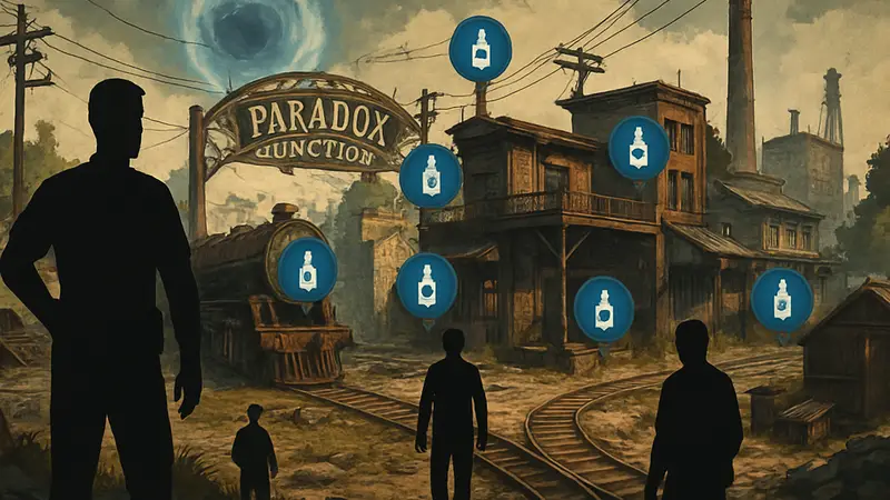 Карта Paradox Junction с отмеченными точками появления перков в Call of Duty: Black Ops 7.