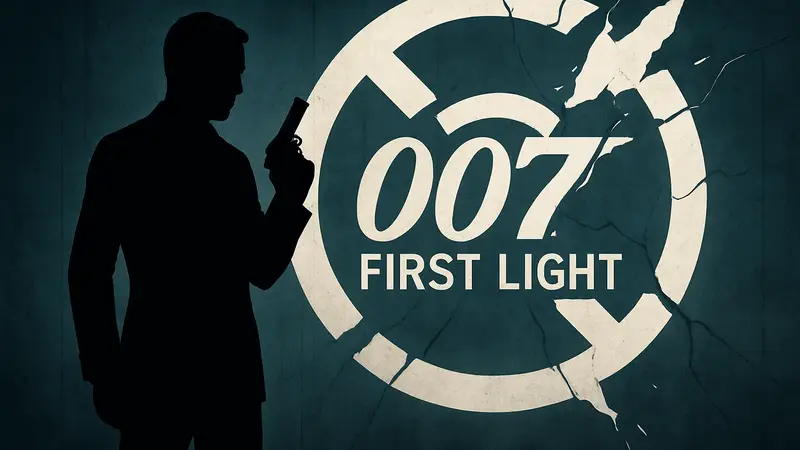 Логотип игры 007 First Light на фоне символа Denuvo, указывающий на взлом DRM-защиты.