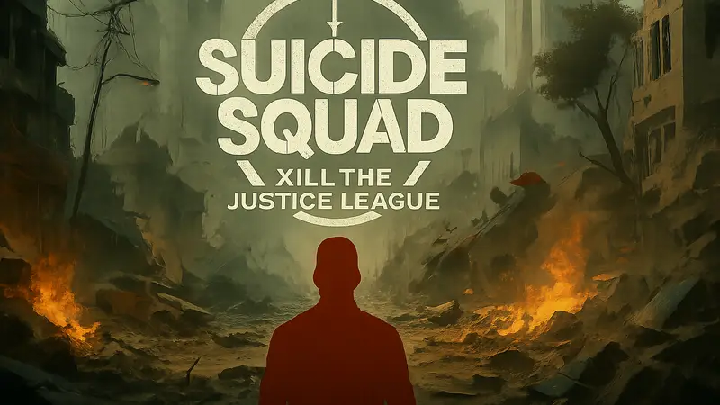 Логотип игры Suicide Squad: Kill the Justice League на фоне хаоса