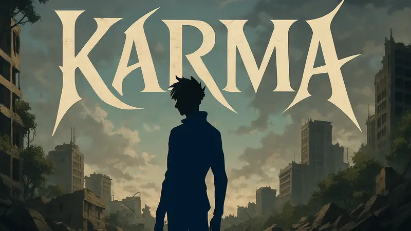Главный герой Solo Leveling Джин Ву на фоне нового логотипа "Karma".