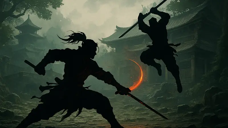 Кадр из Phantom Blade Zero, демонстрирующий динамичный бой главного героя в стиле Kung Fu Punk.