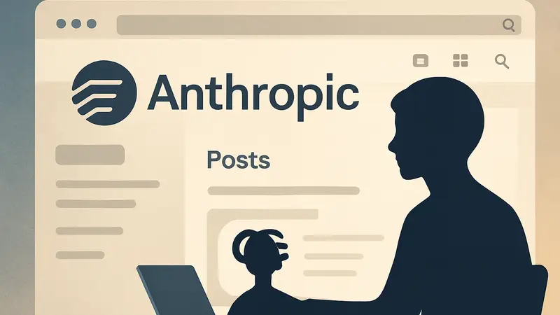 Логотип Anthropic на фоне интерфейса Substack, символизирующий колонку ИИ Claude.