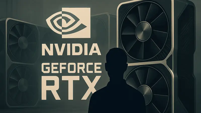 Логотип NVIDIA GeForce RTX на фоне современных видеокарт 50-й серии, символизирующий долгосрочную актуальность.