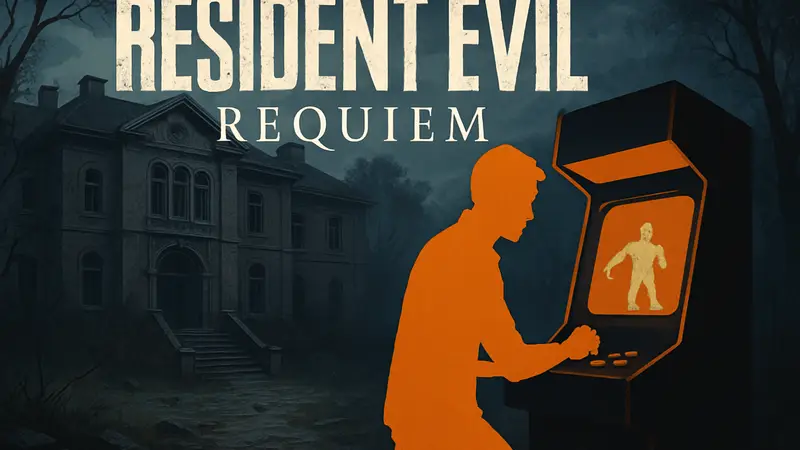 Логотип Resident Evil Requiem с изображением мини-игры