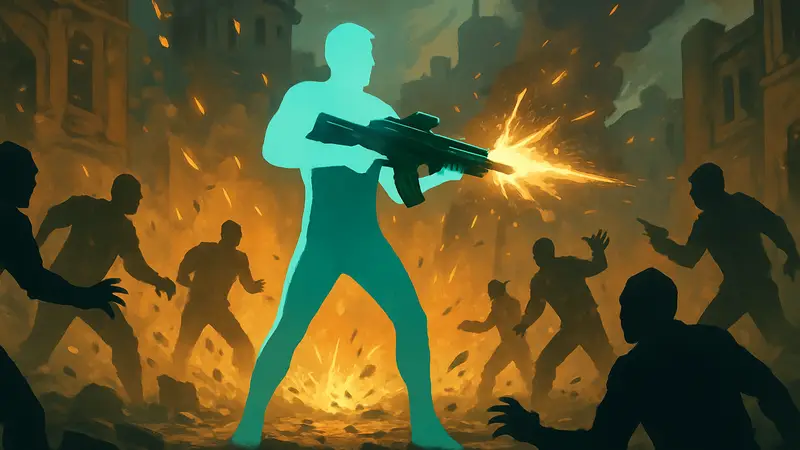 Игрок FPS-шутера с футуристическим оружием уничтожает толпу врагов, ощущая себя неуязвимым