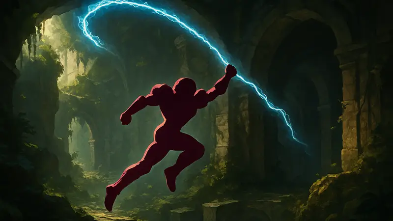 Персонаж Metroidvania использует новую способность для перемещения
