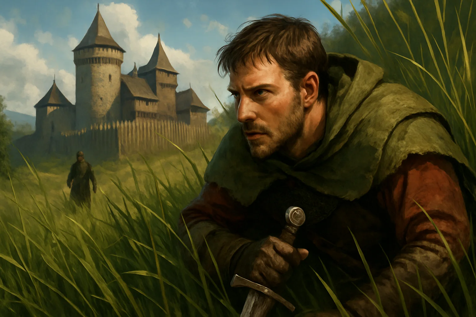 Главный герой Kingdom Come: Deliverance II Генри скрывается в траве, демонстрируя реалистичную механику стелса в игре.