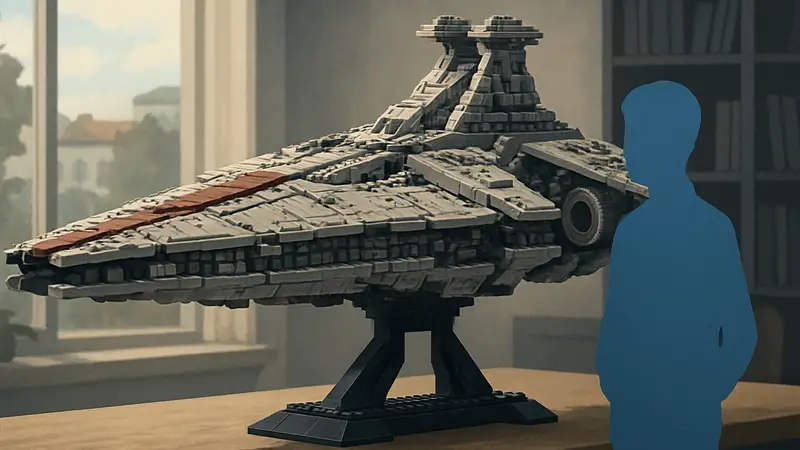 Изображение самодельной модели "Эбенового Ястреба" из LEGO, собранной из набора Venator.