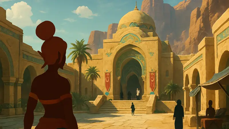 Воссозданный город Герудо из Zelda Breath of the Wild в игре Pokopia, демонстрирующий архитектуру.