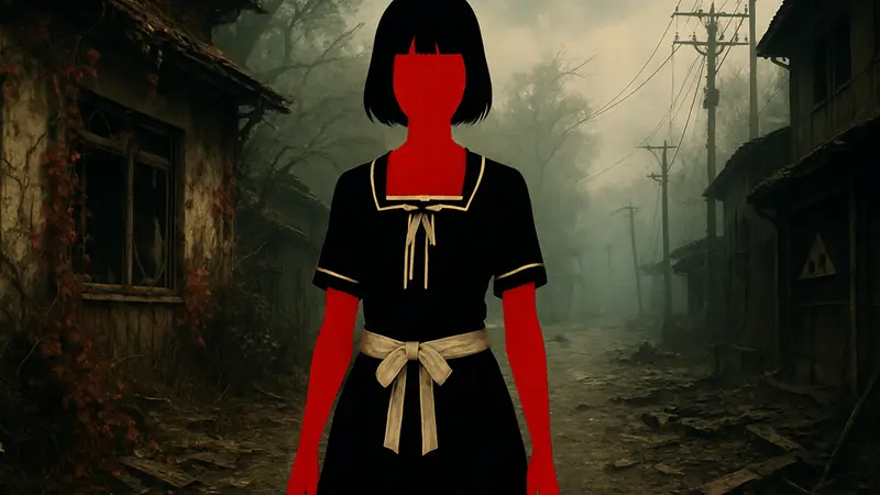 Персонаж Silent Hill f в костюме из Fatal Frame II, хоррор игры, коллаборация Konami Koei Tecmo