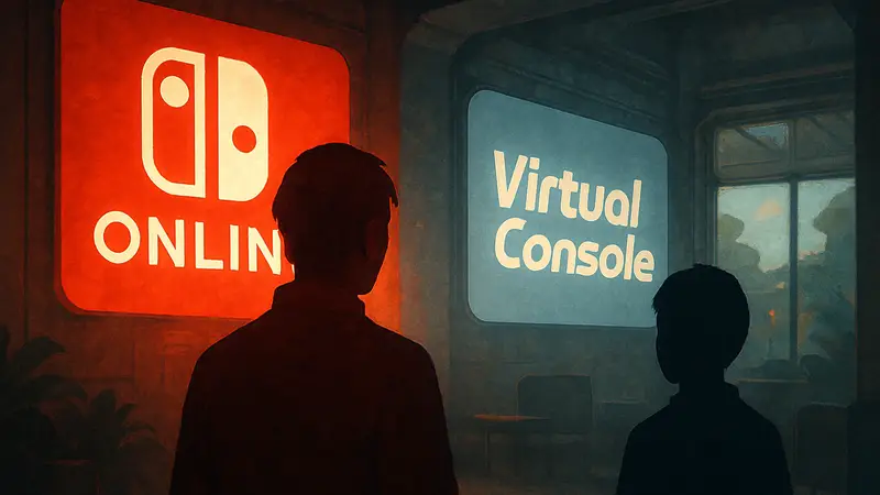 Логотипы Nintendo Switch Online и Virtual Console, показывающие смену приоритетов Nintendo в ретро-играх