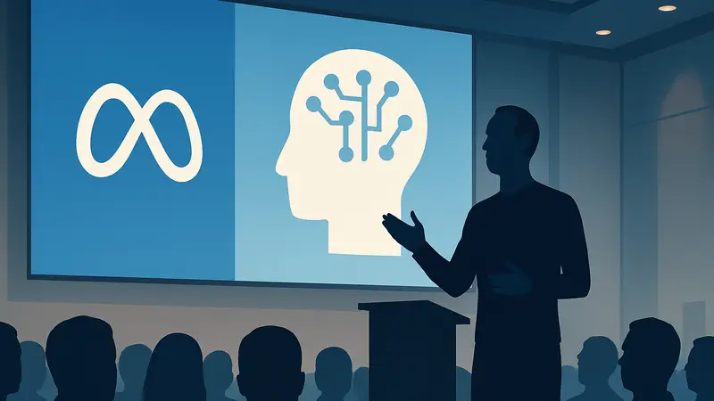 Марк Цукерберг выступает на конференции Meta, говоря об ИИ и бизнесе.