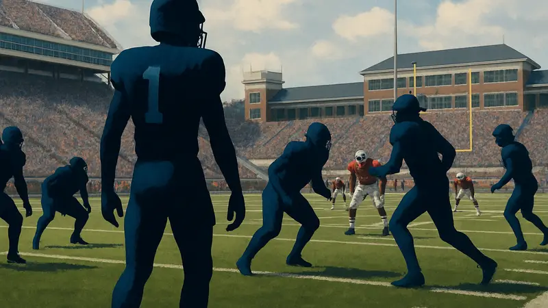 Скриншот игрового поля College Football 27 с игроками в форме
