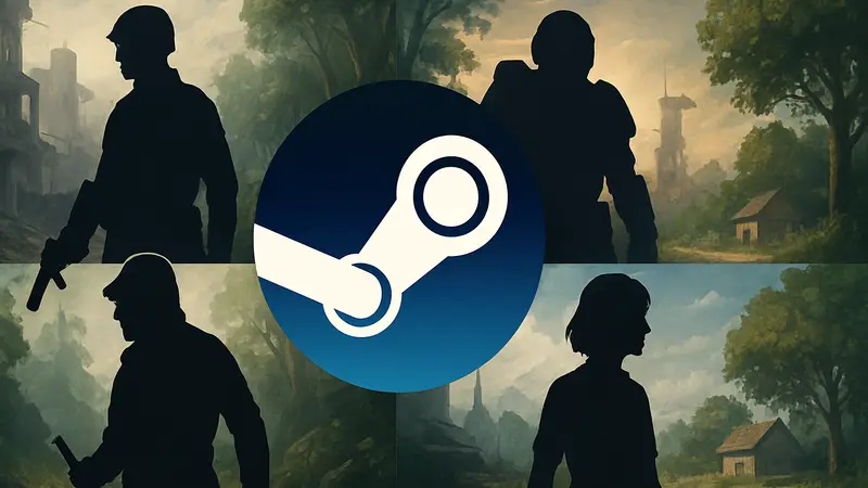 Логотип Steam с изображением четырех бесплатных игр