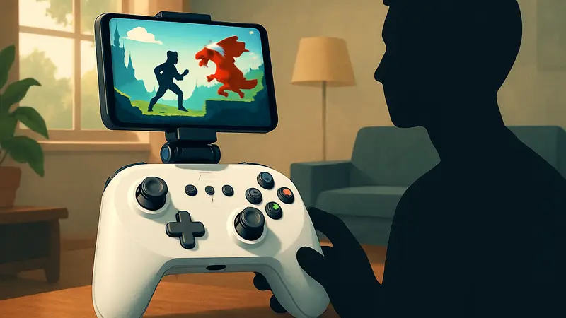 Геймпад 8BitDo Ultimate Mobile Gaming Controller с прикрепленным к нему смартфоном