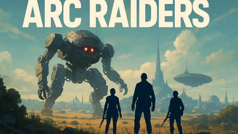 Логотип игры ARC Raiders на фоне футуристического пейзажа