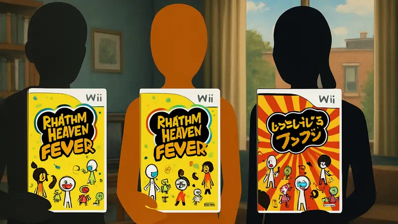 Сравнительные изображения обложек игры Rhythm Heaven Fever для Nintendo Wii из разных регионов.