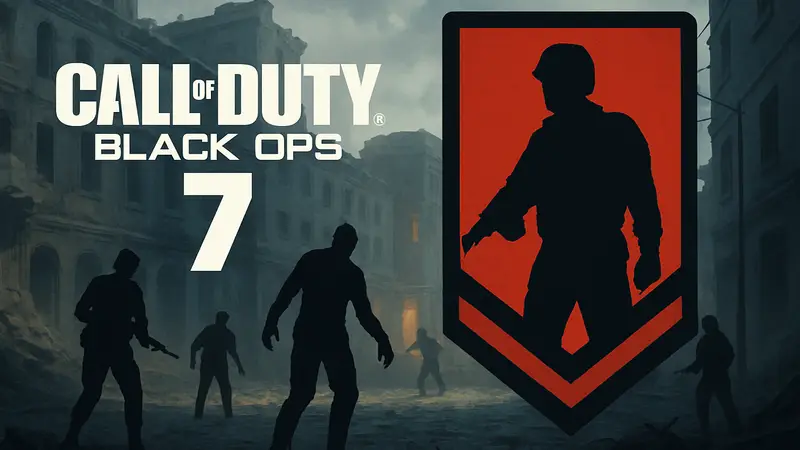 Логотип Call of Duty: Black Ops 7 и изображение секретных испытаний Dark Ops в игре.