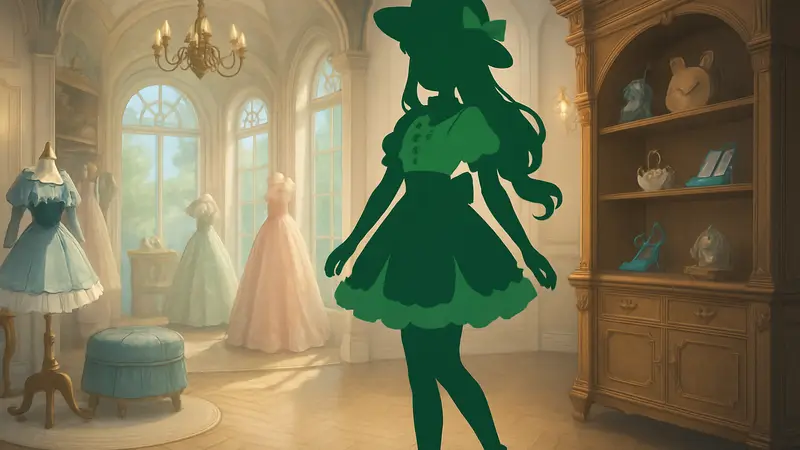 Персонаж Infinity Nikki в наряде «Зеленый аккорд», стили одежды в игре, героиня Infinity Nikki.