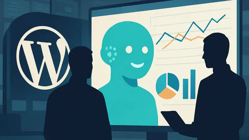 ИИ Claude и логотип WordPress, аналитика сайта, искусственный интеллект