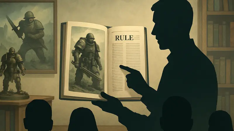 Виктор Пушкарёв показывает арты из книги правил настольной игры Trench Crusade