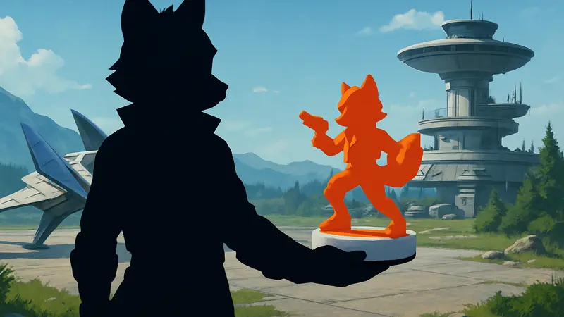 Лиса Фокс МакКлауд в Star Fox Switch 2 с фигуркой amiibo Nintendo.