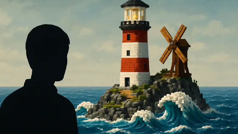 Детализированный маяк из LEGO с механизмами для движущихся волн, созданный фанатом