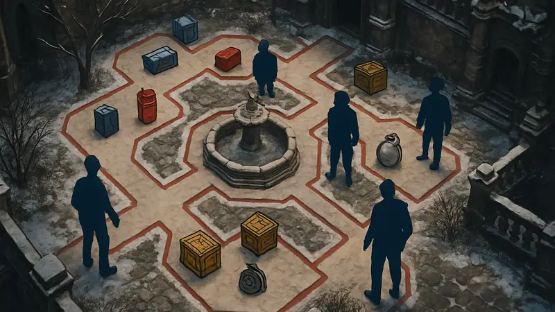 Карта двора замка Димитреску с расположением всех предметов в Resident Evil Village