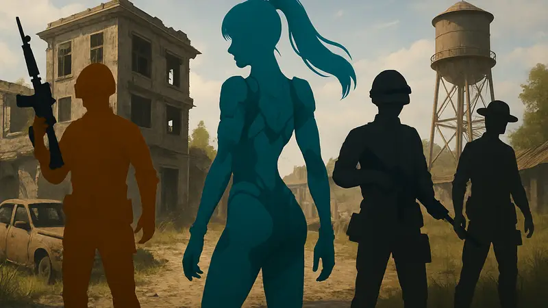 Скриншот кроссовера PUBG: Battlegrounds и Stellar Blade с Евой и персонажами PUBG, новый контент.