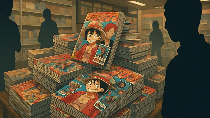 Куча журналов Weekly Shonen Jump, связанных с дефицитом из-за спекулянтов One Piece TCG.