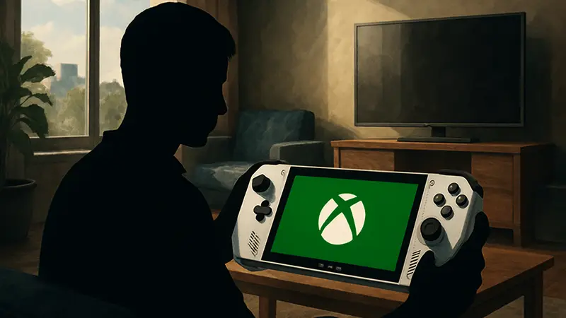 Портативная игровая консоль ROG Ally с логотипом Xbox на экране