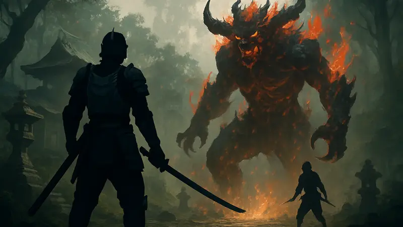 Персонаж Nioh 3 в новой броне, бой с боссом Nioh 3, обновление игры