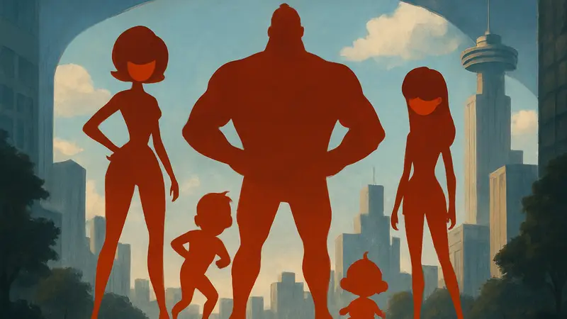 Эластика, Мистер Исключительный и дети из мультфильма «Суперсемейка 3» на афише.