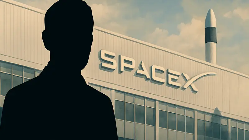 Роэлоф Бота, бывший глава Sequoia Capital, на фоне логотипа SpaceX