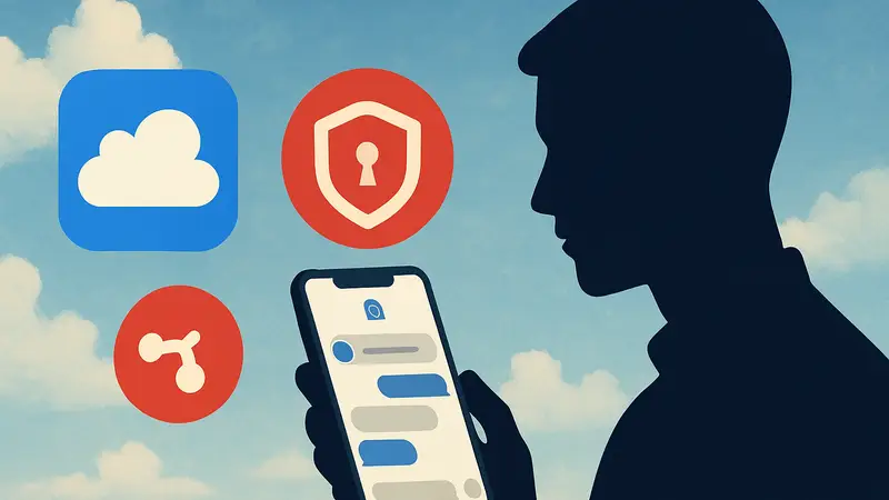 Логотипы Bluesky и Germ на фоне смартфона, демонстрирующего приватное общение в приложении.