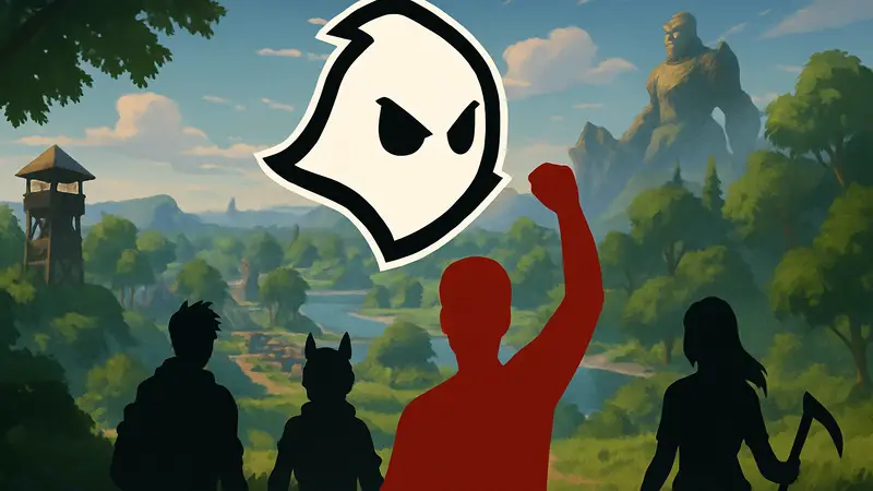 Логотип Ghost Gaming на фоне Fortnite, символизирующий благотворительный квест в игре.