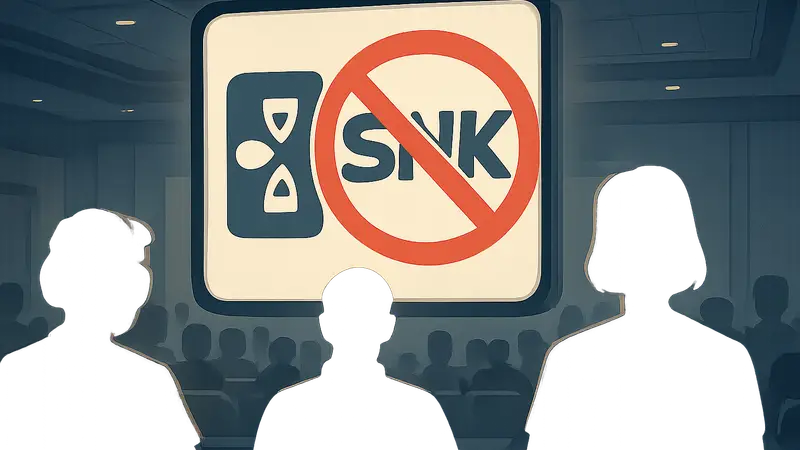 Логотип Games Done Quick с перечеркнутым логотипом SNK, символизирующий отмену спонсорского стрима