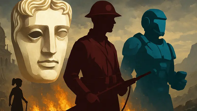 Логотип BAFTA Games Awards 2026 с изображениями игровых персонажей, символизирующих номинантов.