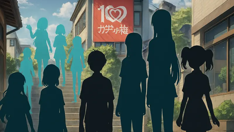 Постер 3 сезона аниме «100 подружек», на котором изображены главные герои и новые персонажи