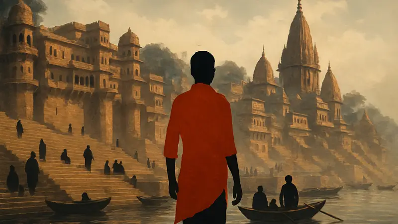 Постер фильма "Varanasi" с указанием даты выхода 7 апреля 2027 года
