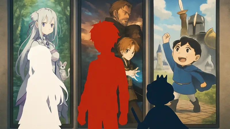 Постеры аниме Re:Zero, Mushoku Tensei и Ousama Ranking, которые составляют новую большую тройку фэнтези-аниме