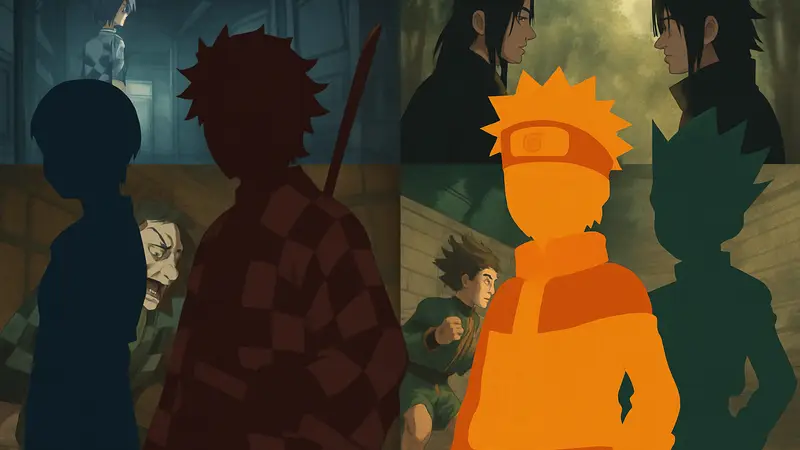 Кадры из аниме, включая Наруто и другие популярные серии