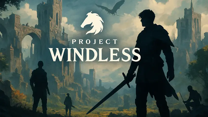 Логотип Project Windless на фоне абстрактного изображения, связанного с игровой тематикой