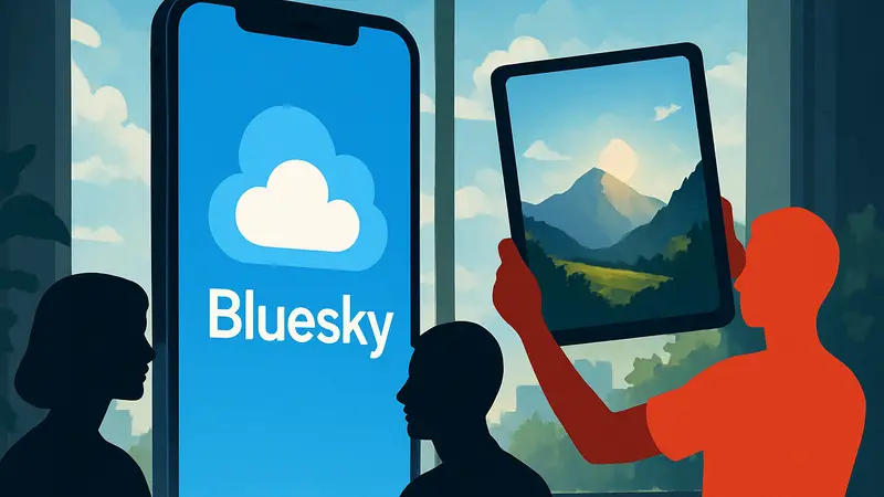 Логотип Bluesky, фотография высокого разрешения, социальные сети