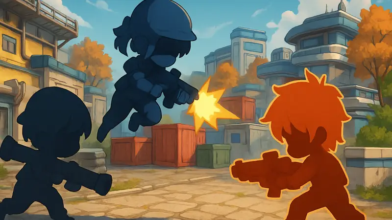 Скриншот из игры Bomb Burst с чиби-персонажами в экшене, показывающий пошаговый шутер на Android.