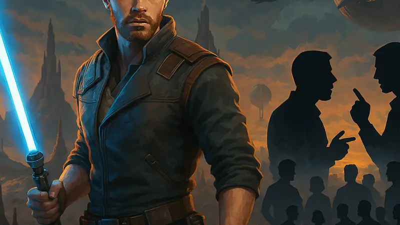 Кал Кэстис с джедайским мечом, фон из Star Wars Jedi 3, слухи и споры фанатов